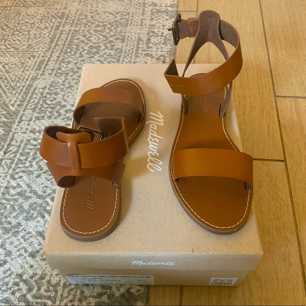 Madewell Boardwalk Ankle-Strap Sandal in Saddle